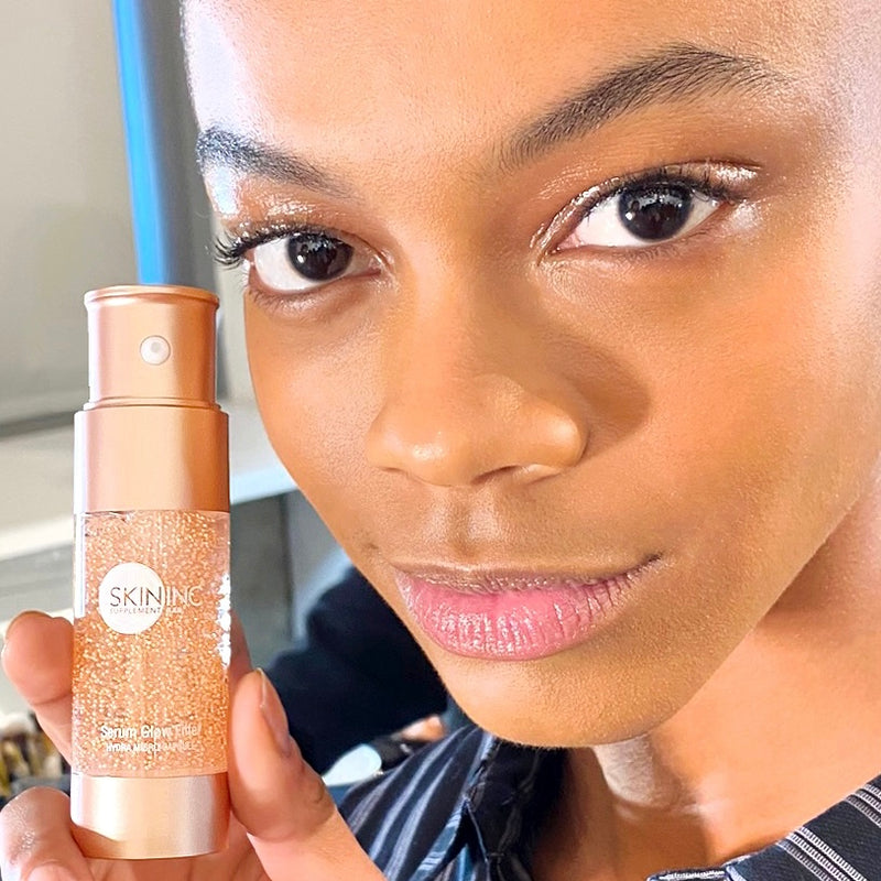 Skin inc glow filter serum with model